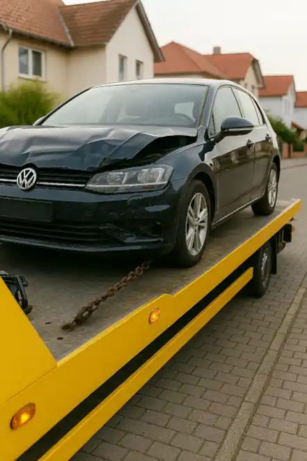 Defektes Auto wird beim Autoankauf in Brilon abgeschleppt, um den Verkaufsprozess zu starten.